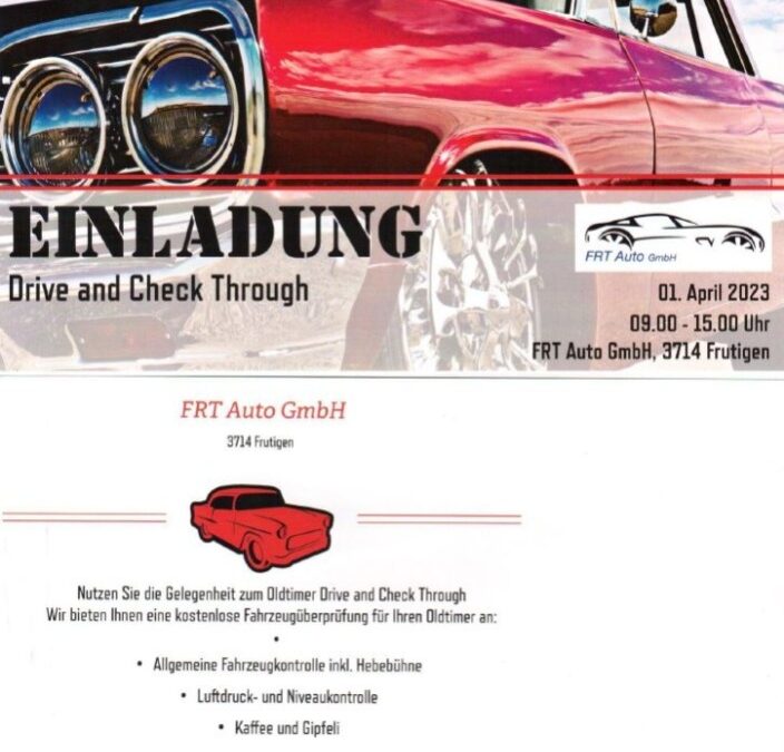 Einladung zum Oldtimer Drive and Check Through