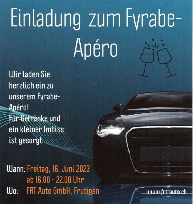 16. Juni 2023 – Feierabend Apéro Genuss rund um vier Räder